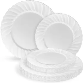 Blue Sky 729940040784 Elegant Ware Collection - 32 Count White Plastic Combo Plates