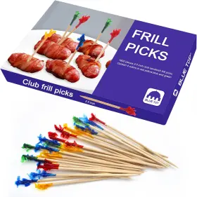 Blue Top 744759520982 Wood Frill Picks Toothpicks 2.5 Inch Value Pack 1600pcs Cocktail Party
