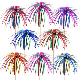 Tcfp15100-01 Blue Top Cocktail Picks Wood Foil Firework Cake 9 Inch 100 Pcscupcake Toppers For C