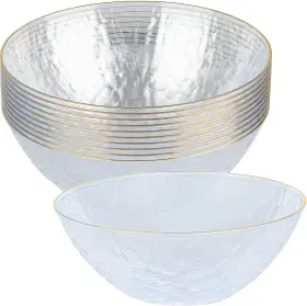 4214 Bluesky Stunning Clear Hammered Bowls With Gold Rim - 12 Oz. &
