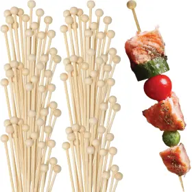 Bluesky 729940028911 Eco-friendly Wooden Ball Food Picks Pack Of 100 - Sustainable Skewers And Bam