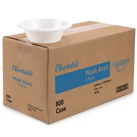 Bluetable 850015248573 5 Oz Bowls Plastic Small Bulk Case Pack 800 Count Disposable Bowl White Inch For