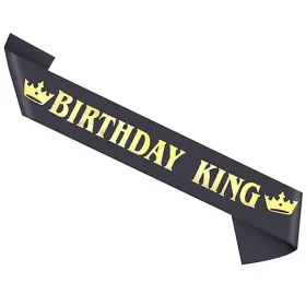 Birthdaysash20231024002 Bluple Birthday King Sash Gold Foil Letter Black Satin Men Party Celebration