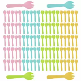 Bnapott 794969316585 100 Pcs Mini Disposable Plastic Cake Fork And Spoon Two In One Tablewar