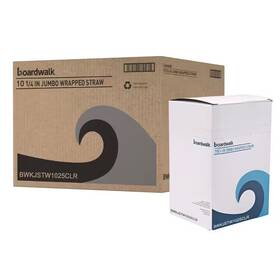 Boardwalk 726084975675 Clear Wrapped Giant Disposable Polypropylene Straws 10.25 Inch 1 000/carton