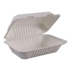 1-compartment Boardwalk 749507001287 Bagasse Food Containers Hinged-lid 9 X 6 3.19 White Sugar
