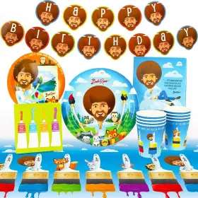 1038 Bob Ross Friends Birthday Party Supplies Pack 66 Pieces Serves 8 Guests