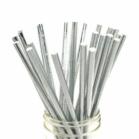 Bofa Eco Tableware 781573802757 Shining Silver Paper Straws For Drinking Sliver Solid Drinki