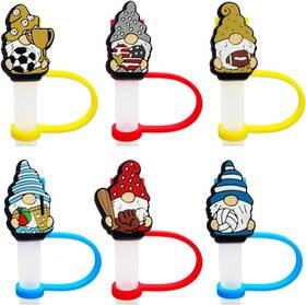 Bomcan 766174849509 6pcs Sports Gnome Straw Covers Cap Toppers For Stanley Cup 40oz Tumbler With Han