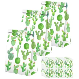 Bonbeedesign 702103138276 Cactus Party Favors Candy Bags With Stickers - Fiesta Goodie Gift Treat
