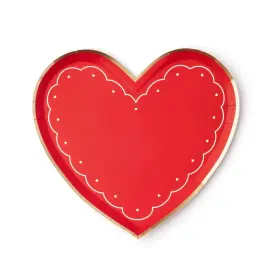 Bonjour 810177090069 Red Heart Shape Paper Plates
