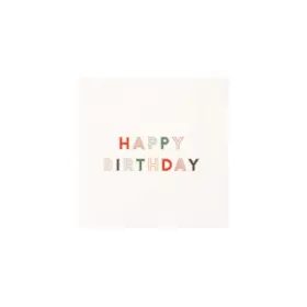 Bonjour Fete 753035862975 White Happy Birthday Small Paper Napkins Premium Party Table Decor