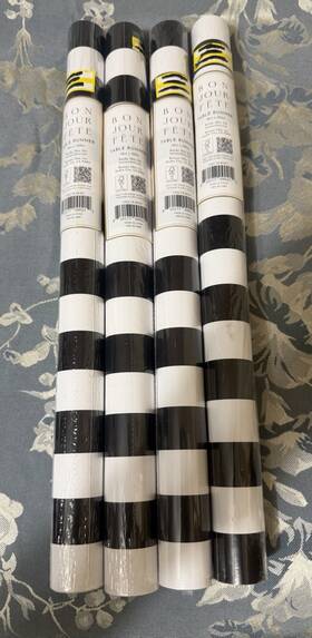 Bonjour Fete Tg25-tr-bkwt F Te Disposable Black And White Table Runner 16 Inch X 120 - 4 Each