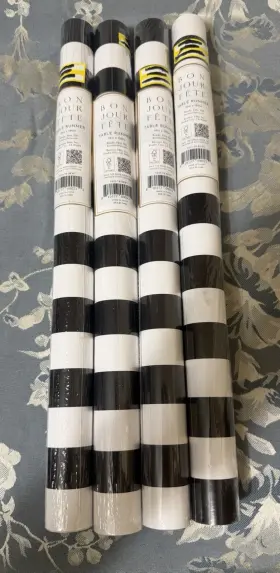 Tg25-tr-bkwt Bonjour Fete F Te Disposable Black And White Table Runner 16 Inch X 120 - 4 Each