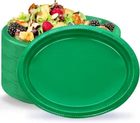 Bb-5007 Bonsiny 50 Count Green Plates Disposable 12 Inch X 10 - Oval