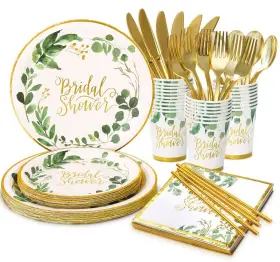 Boocikey 754175892389 Bridal Shower Decorationsbridal Plates And Napkins Sets For 25 Guest-p