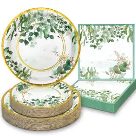 Ymjik58 Boocikey 150 Pcs Sage Green Party Decorations Plates And Napkins Serve 50 G