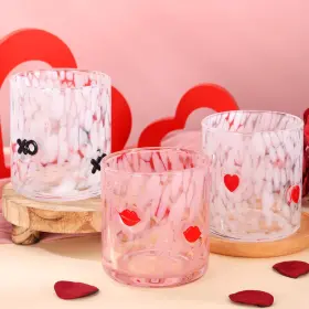 Bs023001 Booson 3 Pcs Valentines Day Icon Glasses Valentine Juice 16oz White Red