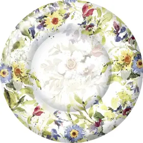 Boston International 704266641075 Ihr Round Dinner Paper Plates 8count 10.5inches Packed Flowers