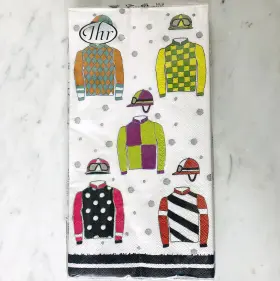 Bf017500 Boston International Jockey Silks Paper Napkins Set 16 4.5 X 8.5 Inch 3-ply Horse Race Jersey Derby