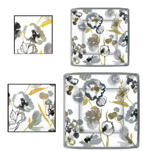 C520805 Boston International Ariella Silver Party Decor Bundle Plates And Napkins