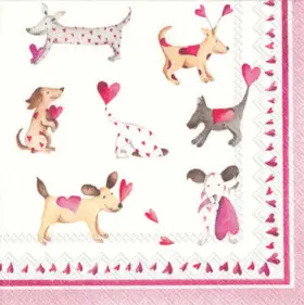 C808600 Boston International - Love Heart Dogs Cocktail Napkins