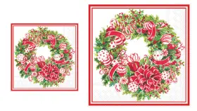 C901400 Boston International Candy Ribbon Wreath Napkins Cocktail And Lunch