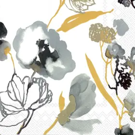 L520805 Boston International 3-ply Ariella Silver Floral Paper Lunch Napkins - 40 Count 6.5 X Inches