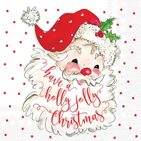 L839600 Boston International Ihr Christmas Lunch Paper Napkins Holly Jolly Santa
