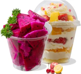 Botogift 744111015989 9 Oz Clear Plastic Cups With Dome Lids - Dessert 25 Sets Pet Di