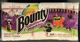 Bounty 037000147213 Quilted Napkins 08 Halloween Design Witch Ghost Spider Dracula Bat 200 Ct