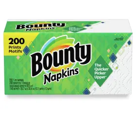 Bounty 744759975553 Paper Napkins White And Print 200 Count Bounty 744759975553 Paper Napkins White And Print 200 Count