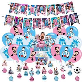 Bovulo 735179698542 Decoracion De Cumplea Os Para Ni O Messi 32 Piezas Pancarta Adornos Y Globos Set