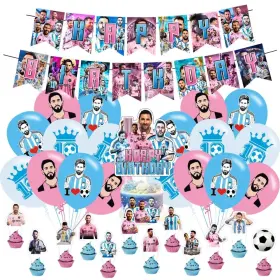 Bovulo 735179698542 Decoracion De Cumplea Os Para Ni O Messi 32 Piezas Pancarta Adornos Y Globos Set