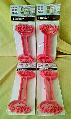Bradshaw International 076753052818 Cupcake Decorations Set 48 New Pink Plastic Celebrate Sweet Creations Good Cook