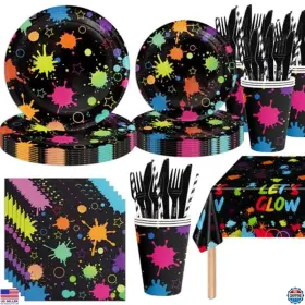 B0f47j44t9 Brand Aciyhn 141pcs Neon Birthday Party Supplies For 20 Guests - Plates Cups Napkins Decor