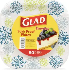 Bb15068 Brand Buzz Consumer Products Glad 7 Inch Square Paper Plates Soak Proof Disposable For Everyda