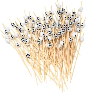 Fruit-picks-skull-white-100 Brand Honbay 100pcs Skull Head Bamboo Cocktail Picks Fruit Food Hamburger