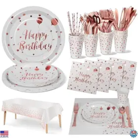 B0dnyy11rf Brand Nkaiso 161-piece Rose Gold Birthday Party Supplies Set - Plates Napkins Cups And More