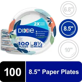 Branded 445009430473 Dixie Disposable Paper Plates 8.5 Inch Multi-color 100 Count