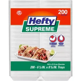 Branded 445018250260 Hefty Supreme Foam Charola Trays 200 Ct - 6.5 Inch X 8.625 No Shipp To Ca Nj Ny