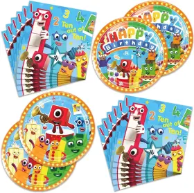 Branded 711181810318 40pcs Number Blocks Party Supplies Include 20 Plates Napkins For The
