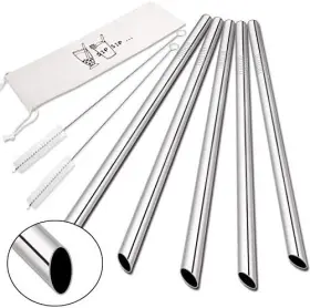 Branded 744759311016 Reusable Smoothie Straw Stainless Steel Straws 0.5ftft Extra Wide Metal