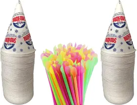 Branded 810011478138 Pack Of 400 Snow Cone Cups And Straws For Parties Events