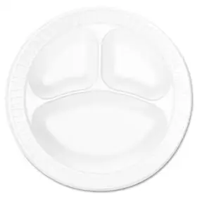 3-compartment Branded Dcc10cpwcr 10-1/4 Inch Concorde Non-laminated Foam Plastic Plates In White 50