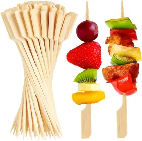 Branded01 445056043008 300 Pcs Cocktail Picks Bamboo Skewers For Appetizers Paddle Wooden New