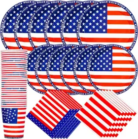 Cp001 Branded01 150pcs American Independence Day Party Supplies Disposable Napkins Paper Plates