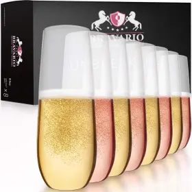 B0837dxccw Bravario Plastic Champagne Flutes Heavy Duty Unbreakable Stemless Tritan Glasses Bpa