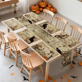 Ai-breling-2749 Breling 7 Pcs Halloween Placemats With Runner 12 Inch X18 13 X 72 Multicolored
