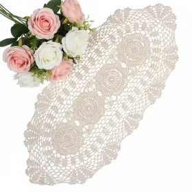 5230zeri7543 Bremorou Doilies For Tables Crochet Table Runner 11.41 Inches X 24.4 Beige